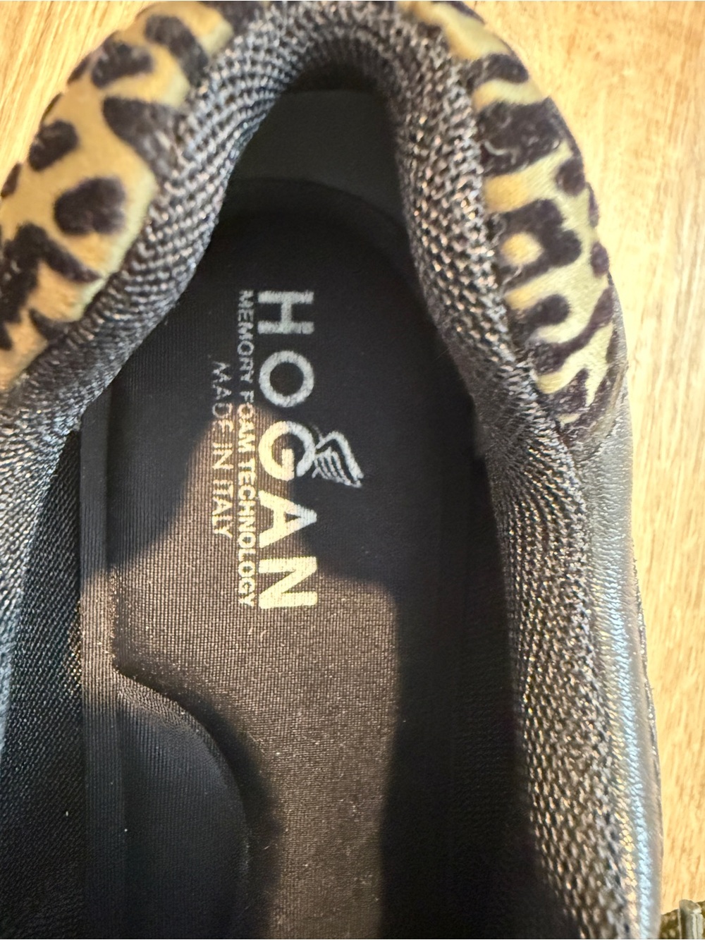Hogan Black and Olive Green Dad Sneakers with Leopard Trim, Size 40 (US 10) - Picture 8 of 8